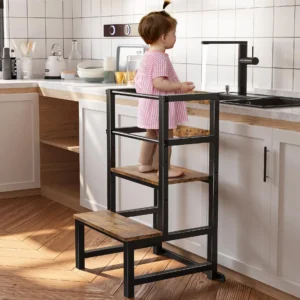 Steel & Wood Kitchen Stool for Kids
