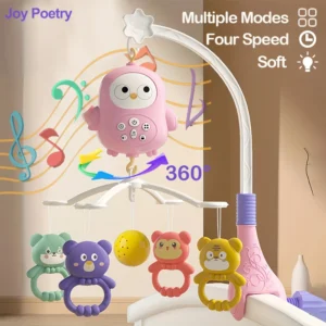 360° Rotating Baby Mobile with Soft Night Light