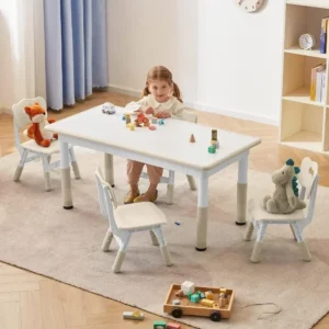 Toddler Table and Chairs Set for 4 Height-Adjustable