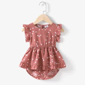 PatPat Baby Girl All Over Dots Romper
