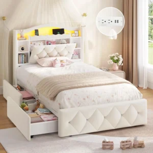 Twin Size Bed Frame with Storage Drawers