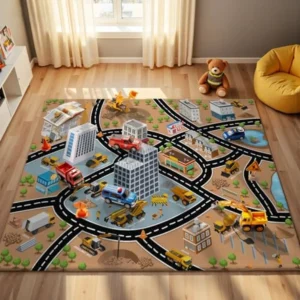 Construction Site Vehicles Play Rug